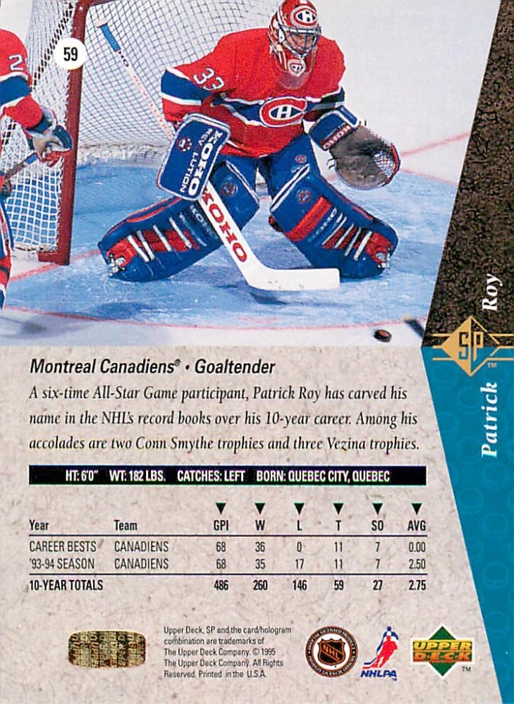 1994-95 UD SP - Patrick Roy #59