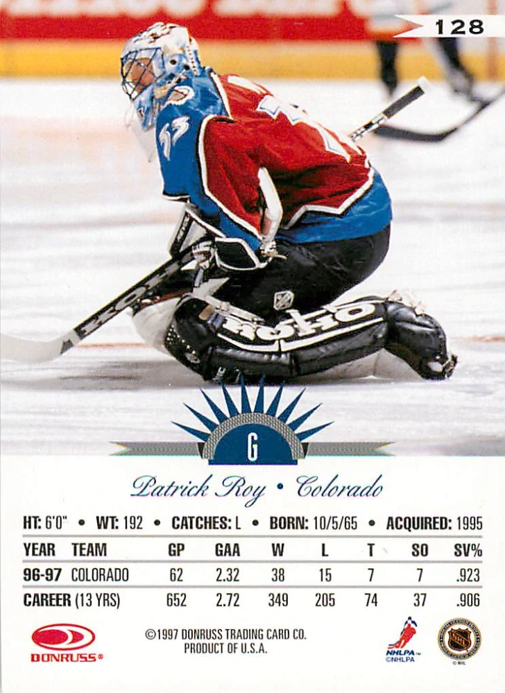 1997-98 Leaf - Patrick Roy #128