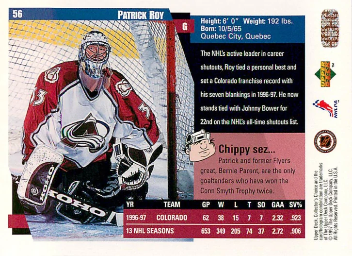 1997-98 UD Collector's Choice - Patrick Roy #56