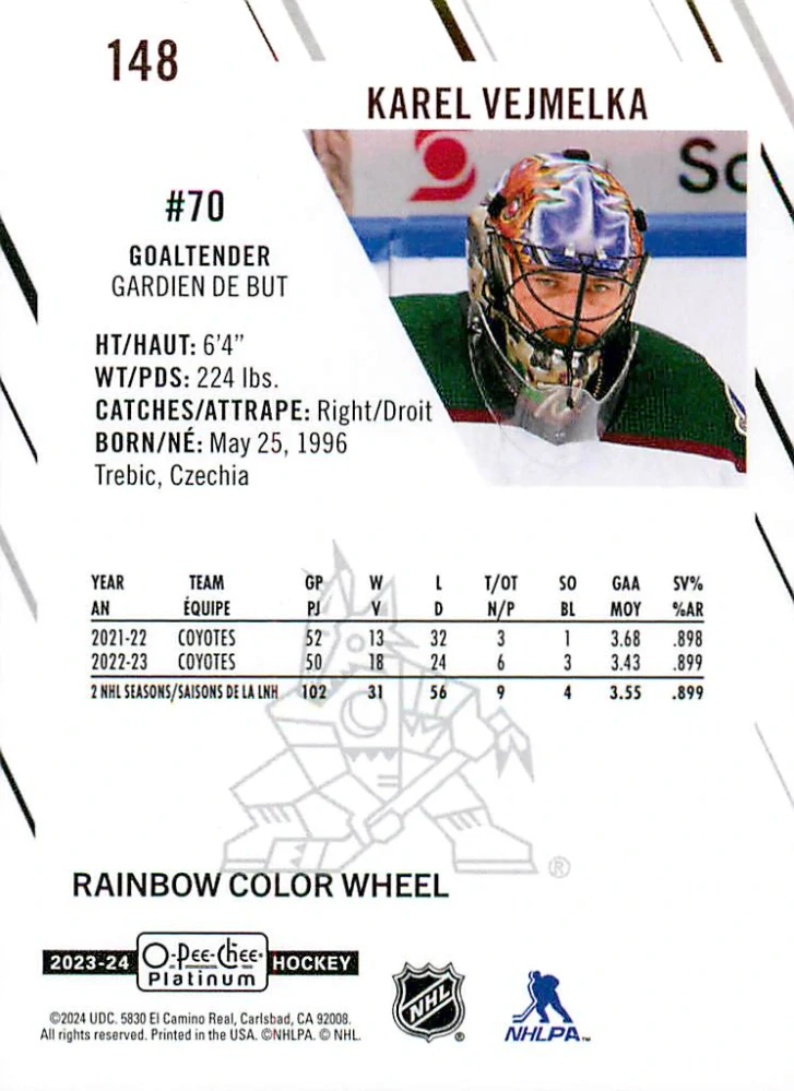 2023-24 UD O-Pee-Chee Platinum - Karel Vejmelka - Rainbow Color Wheel #148