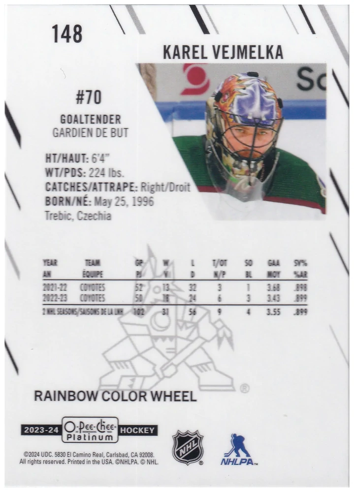 2023-24 UD O-Pee-Chee Platinum - Karel Vejmelka - Rainbow Color Wheel #148