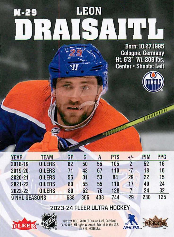 2023-24 UD Fleer Ultra - Leon Draisaitl - Medallions #M-29