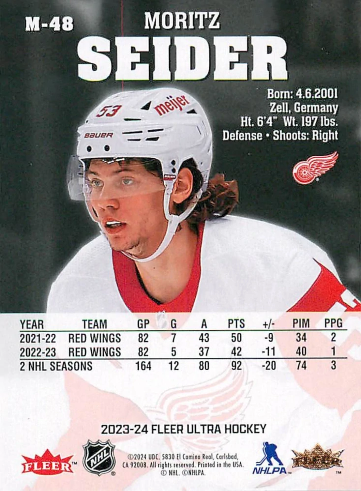 2023-24 UD Fleer Ultra - Moritz Seider - Medallions #M-48