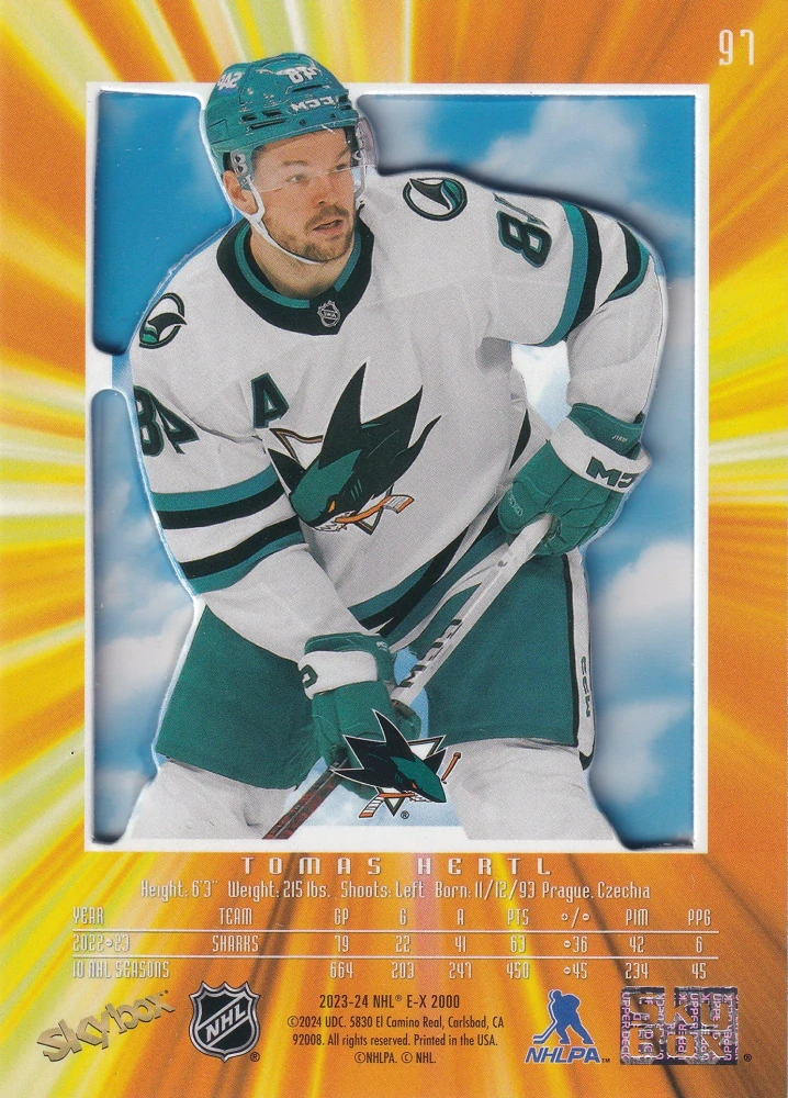 2023-24 UD Skybox E-X 2000 - Tomáš Hertl #97