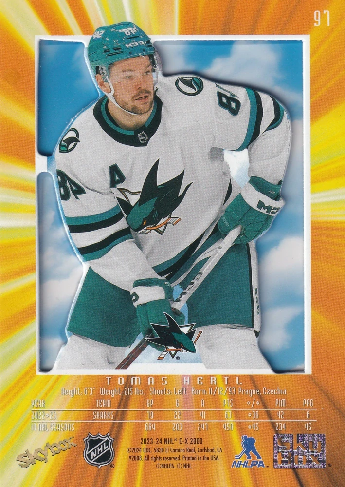 2023-24 UD Skybox E-X 2000 - Tomáš Hertl - Credentials /499 #97