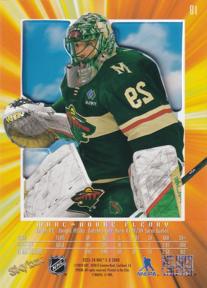 2023-24 UD Skybox E-X 2000 - Marc-Andre Fleury #81