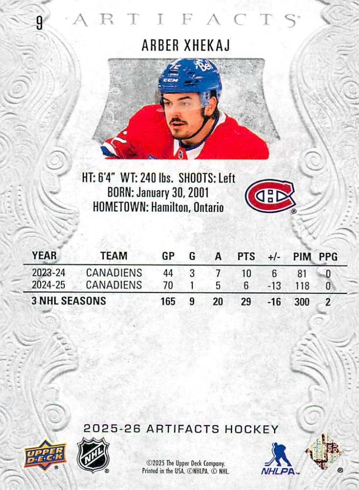 2025-26 UD Artifacts - Arber Xhekaj #9