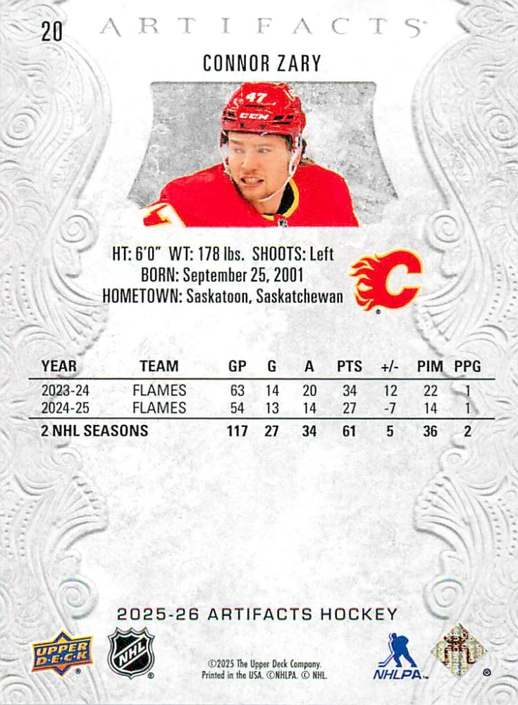 2025-26 UD Artifacts - Connor Zary #20