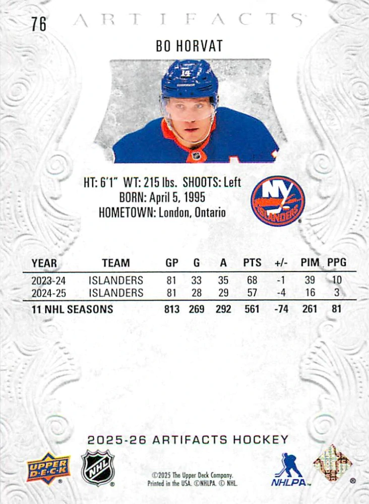 2025-26 UD Artifacts - Bo Horvat #76