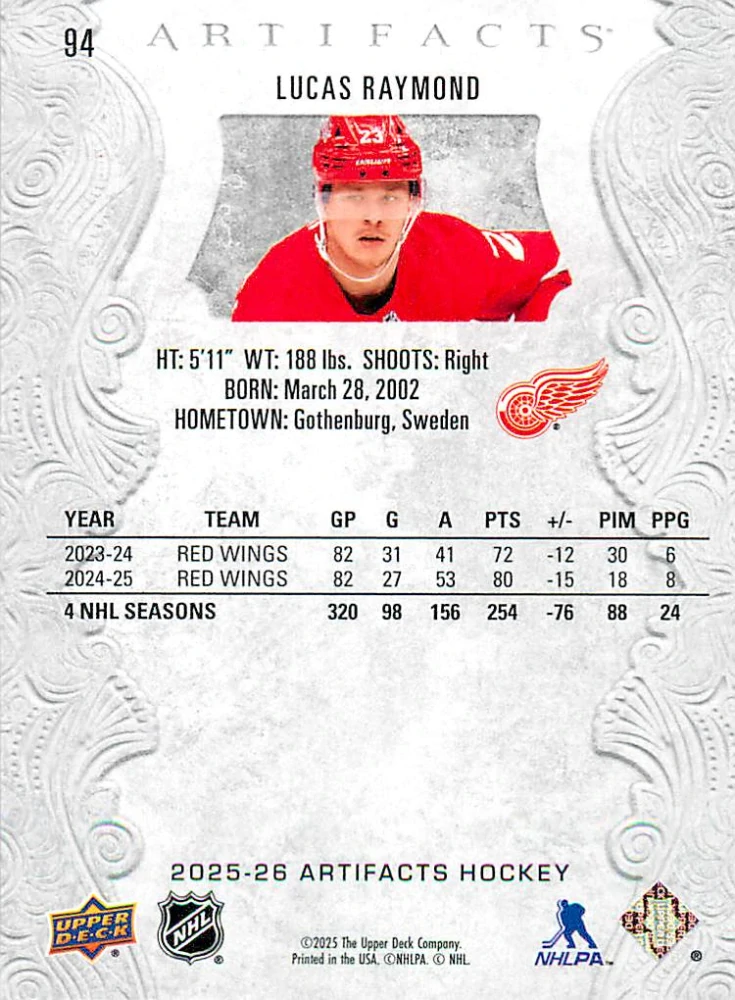 2025-26 UD Artifacts - Lucas Raymond #94