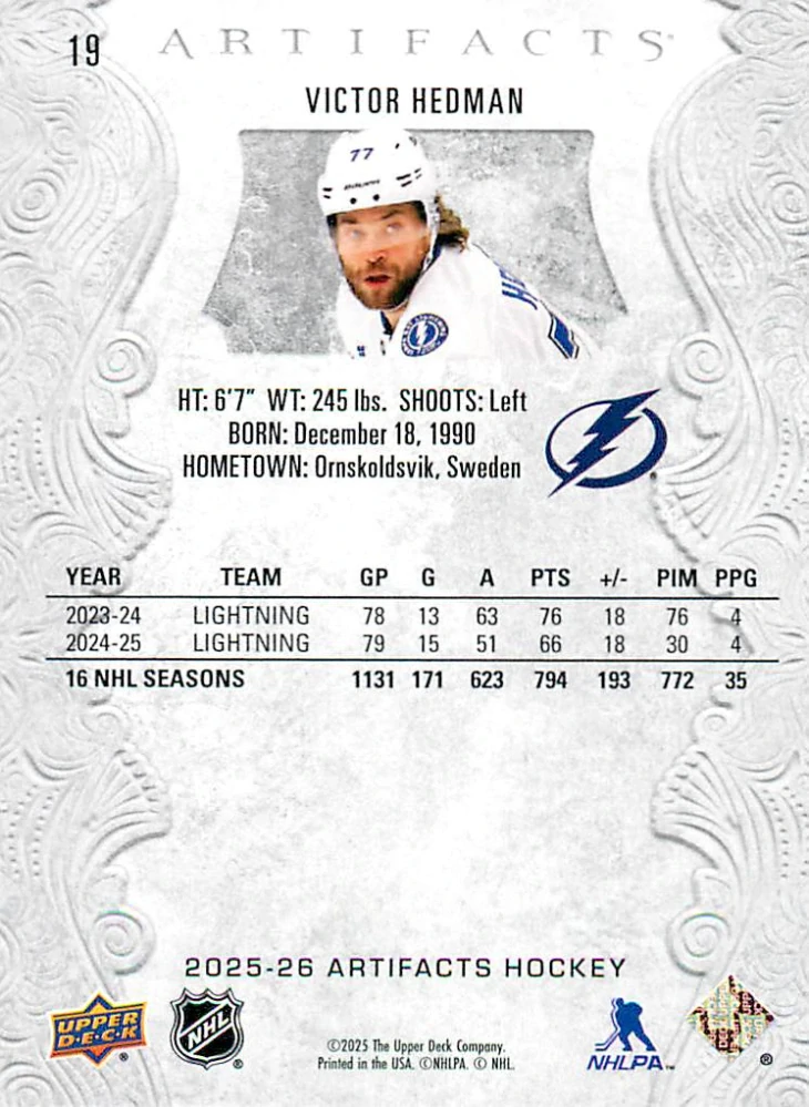 2025-26 UD Artifacts - Victor Hedman #19