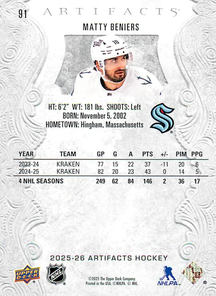 2025-26 UD Artifacts - Matty Beniers #91