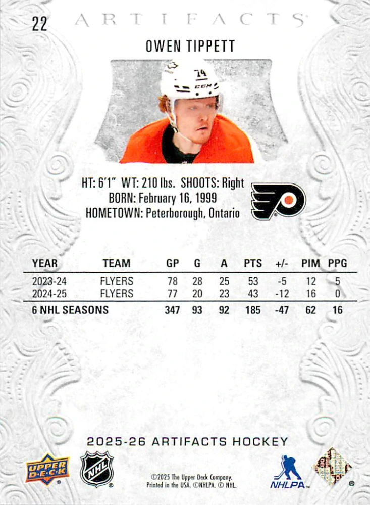 2025-26 UD Artifacts - Owen Tippett #22