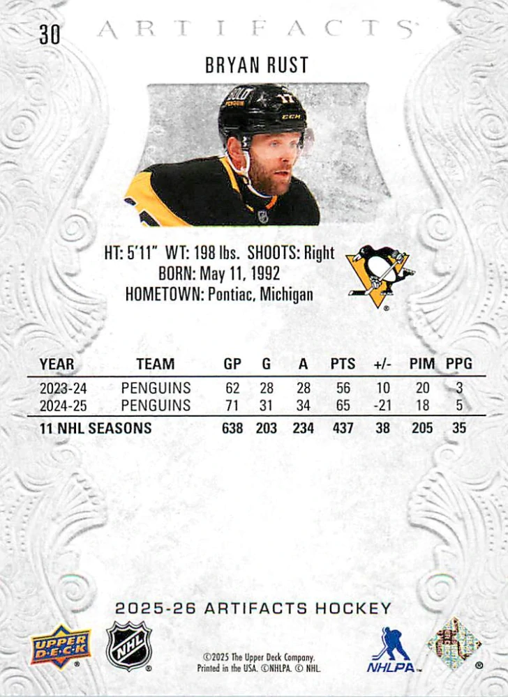 2025-26 UD Artifacts - Bryan Rust #30