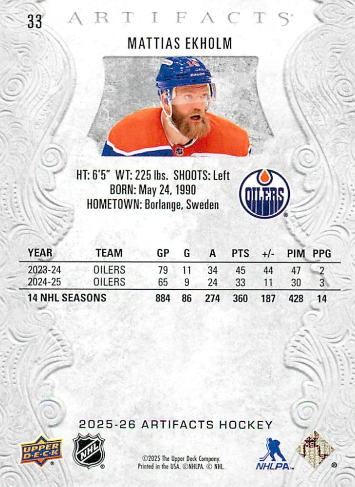 2025-26 UD Artifacts - Mattias Ekholm #33