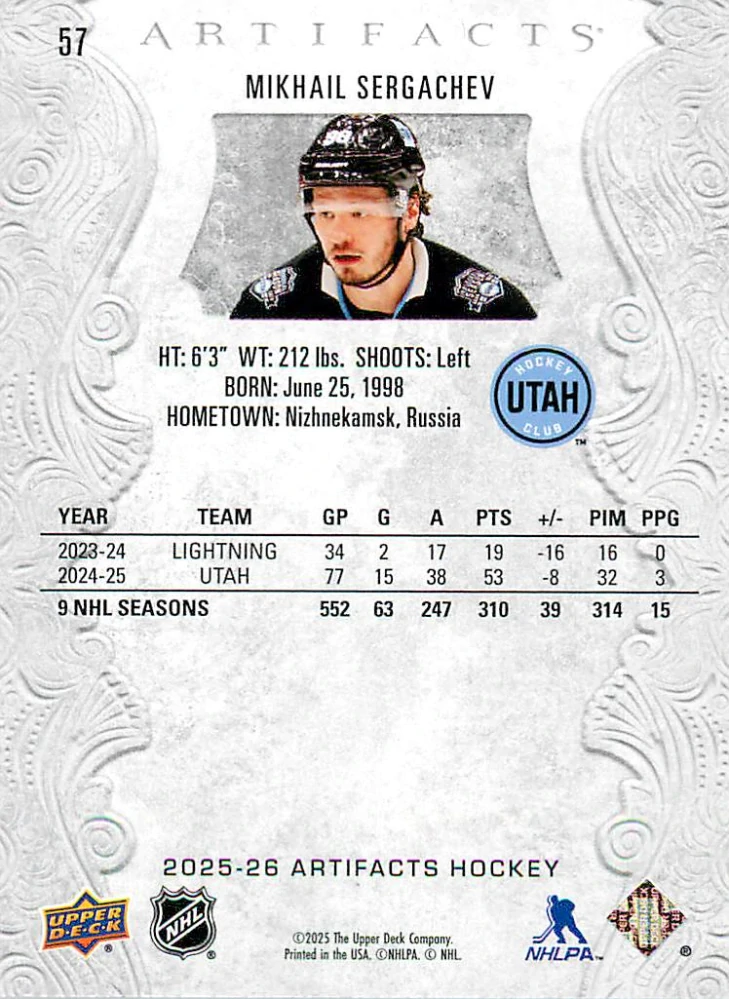 2025-26 UD Artifacts - Mikhail Sergachev #57