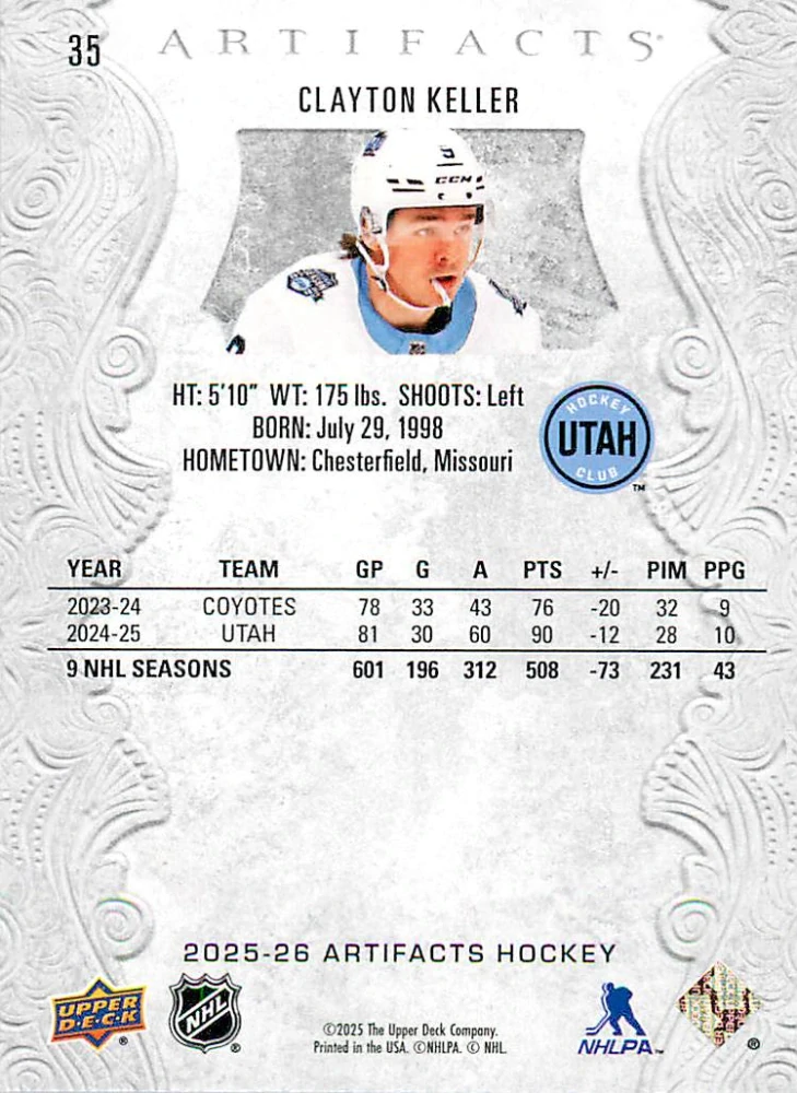 2025-26 UD Artifacts - Clayton Keller #35