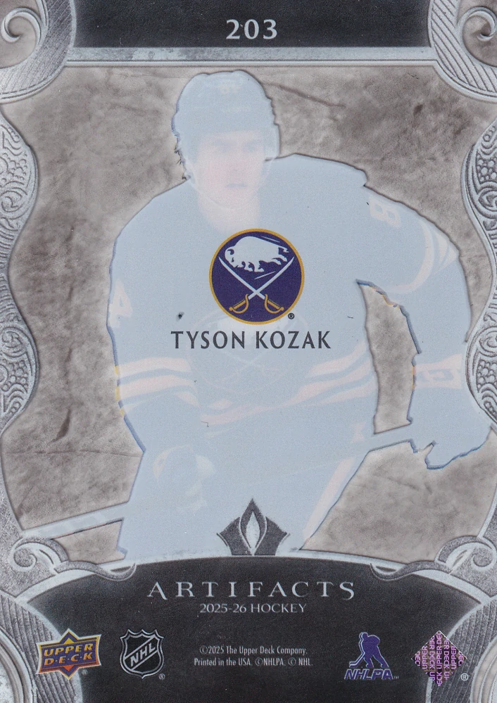 2025-26 UD Artifacts - Tyson Kozak - 2024-25 Update – Clear Cut Rookies #203