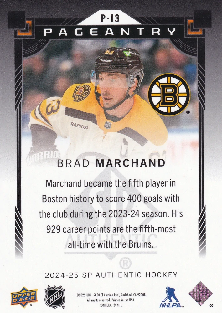 2024-25 UD SP Authentic - Brad Marchand - Pageantry #P-13