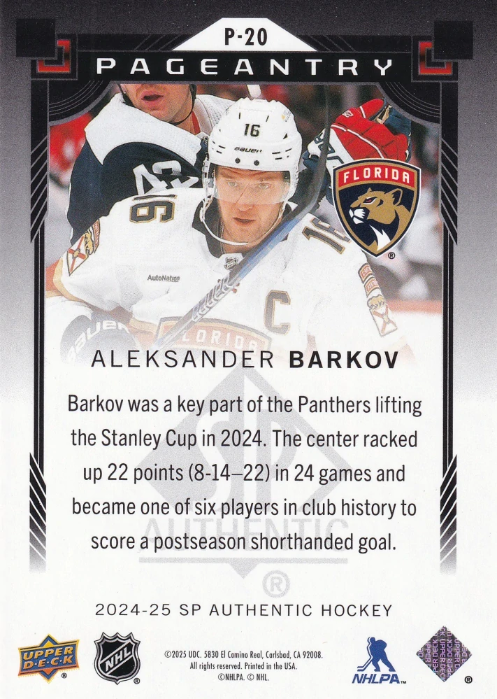 2024-25 UD SP Authentic - Aleksander Barkov - Pageantry #P-20