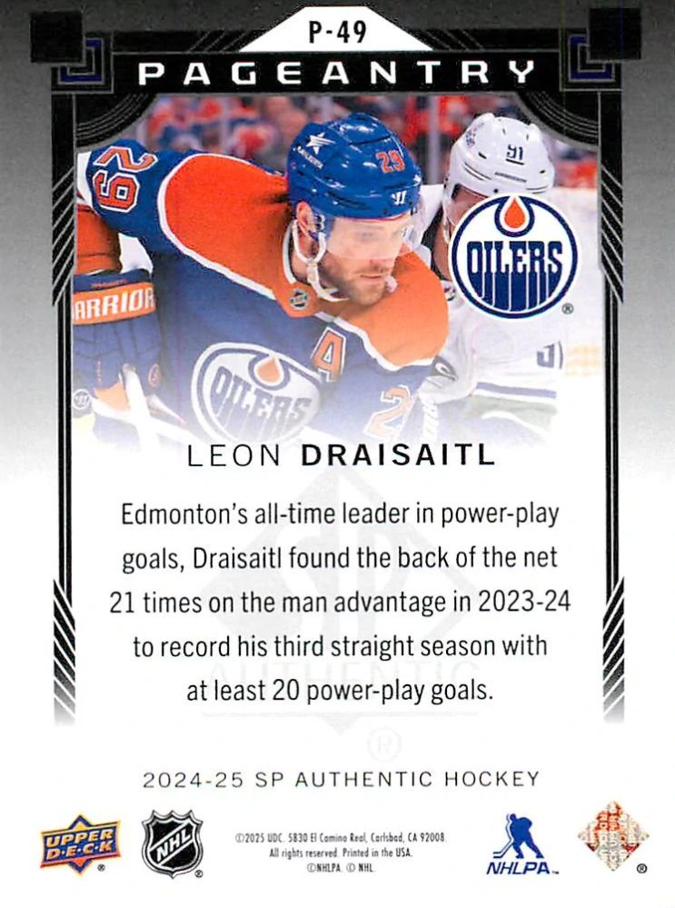 2024-25 UD SP Authentic - Leon Draisaitl - Pageantry #P-49