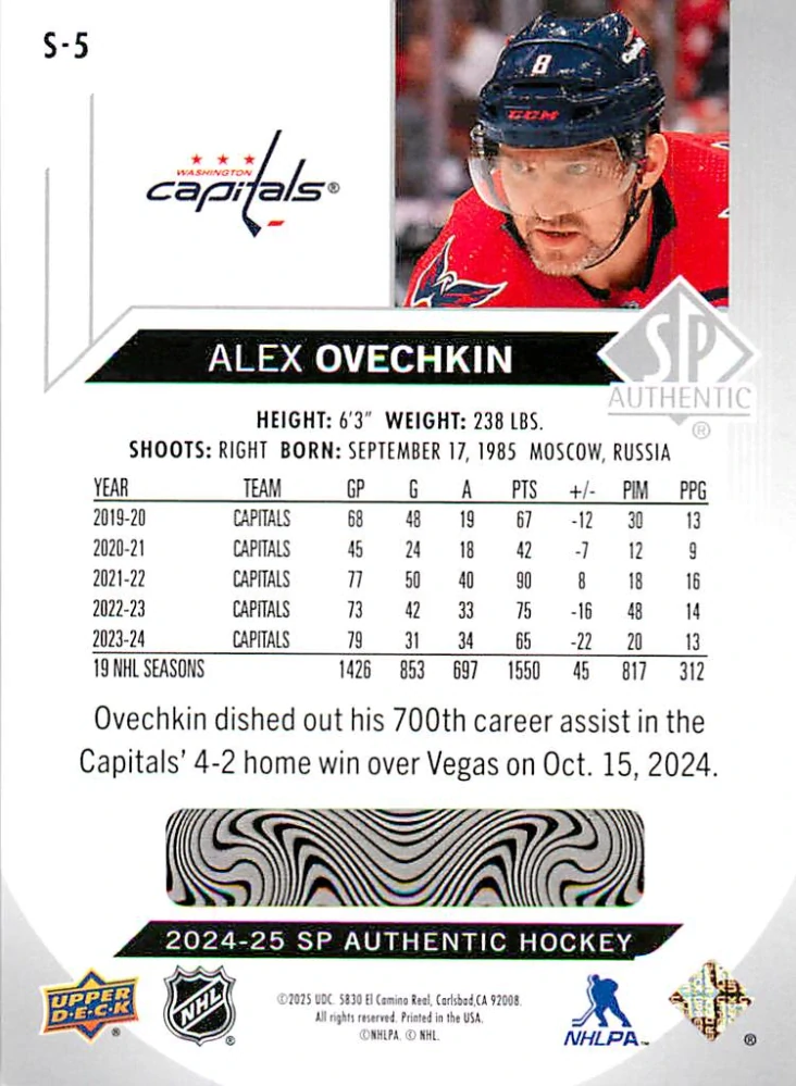 2024-25 UD SP Authentic - Alex Ovechkin - Spectrum FX #S-5