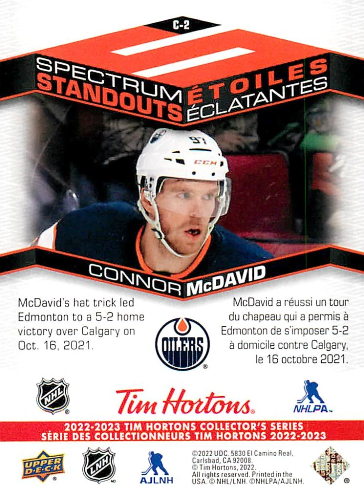 2022-23 UD Tim Hortons Collector's Series - Connor McDavid - Spectrum Standouts #C-2