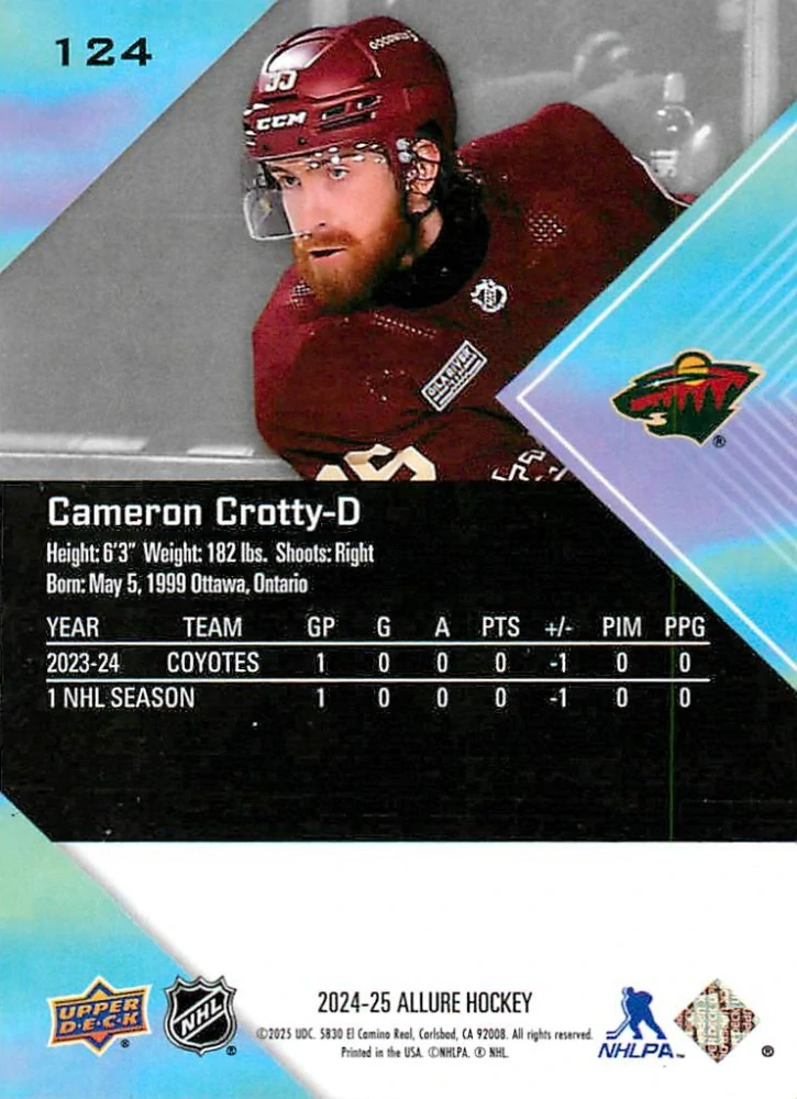 2024-25 UD Allure - Cameron Crotty - Rookie #124
