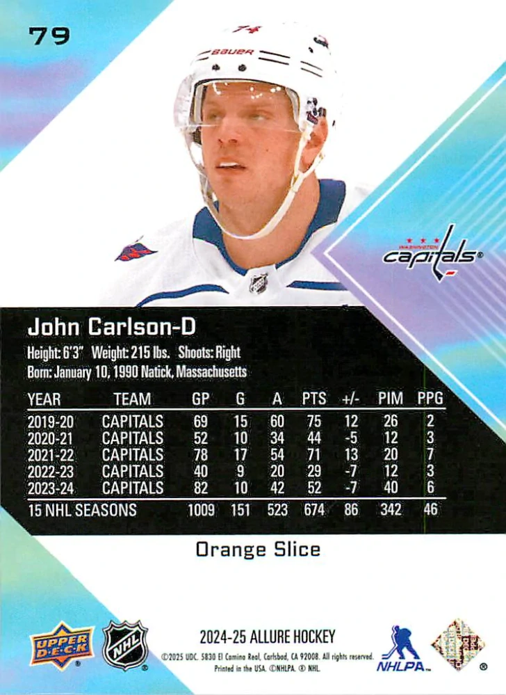 2024-25 UD Allure - John Calrson - Orange Slice #79
