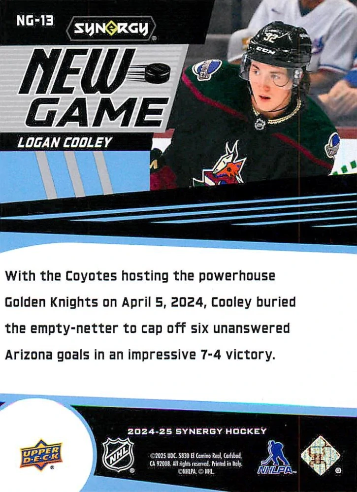 2024-25 UD Synergy - Logan Cooley - New Game #NG-13