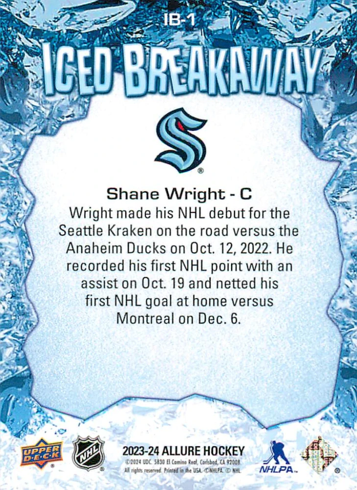 2023-24 UD Allure - Shane Wright - Iced Breakaway #IB-1
