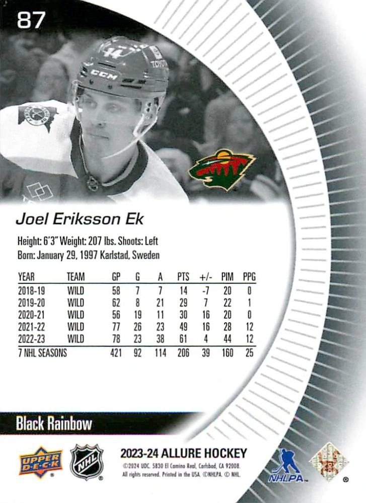2023-24 UD Allure - Joel Eriksson-Ek - Black Rainbow #87