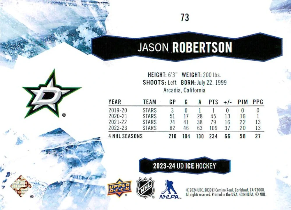 2023-24 UD Ice - Jason Robertson #73