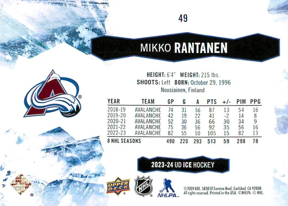 2023-24 UD Ice - Mikko Rantanen #49