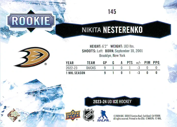 2023-24 UD Ice - Nikita Nesterenko - Rookie #145