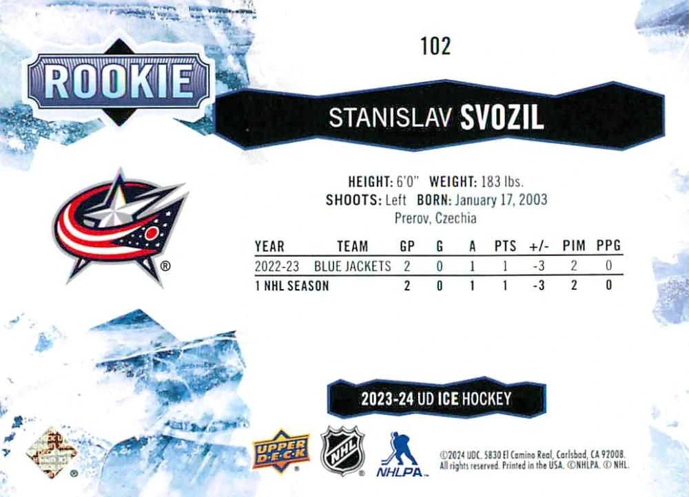 2023-24 UD Ice - Stanislav Svozil - Rookie #102