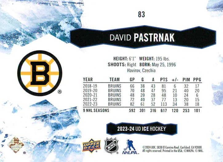 2023-24 UD Ice - David Pastrňák #83