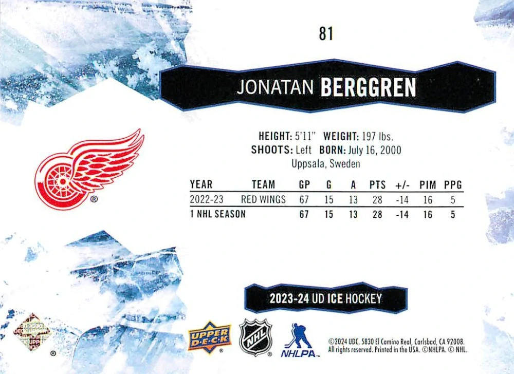 2023-24 UD Ice - Jonatan Berggren #81