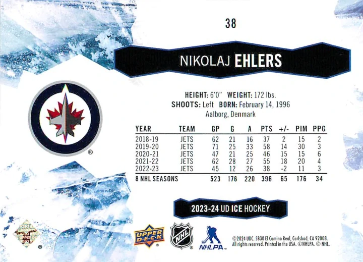 2023-24 UD Ice - Nikolaj Ehlers #38