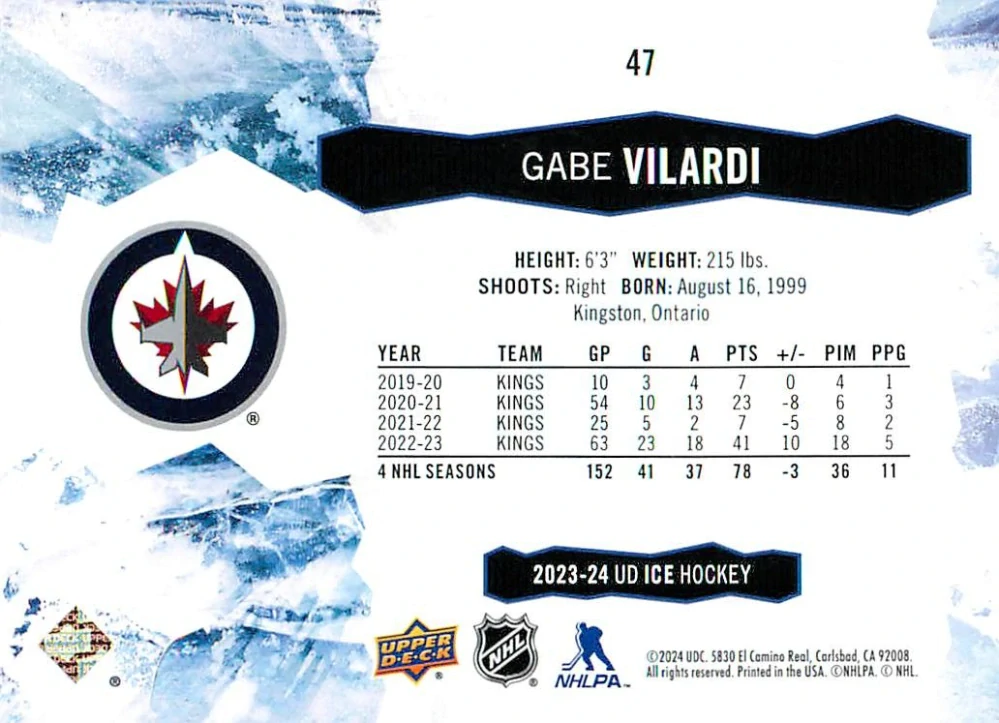 2023-24 UD Ice - Gabe Vilardi #47