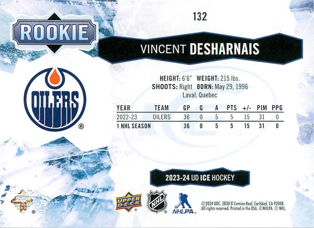 2023-24 UD Ice - Vincent Desharnais - Rookie Green #132