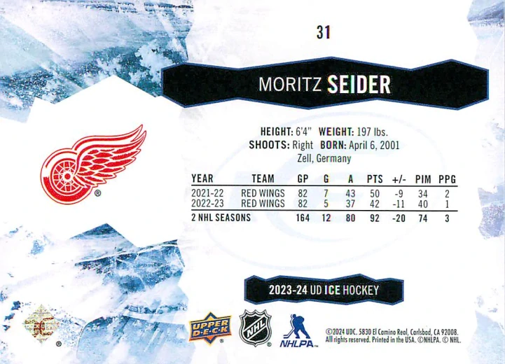 2023-24 UD Ice - Moritz Seider - Green #31