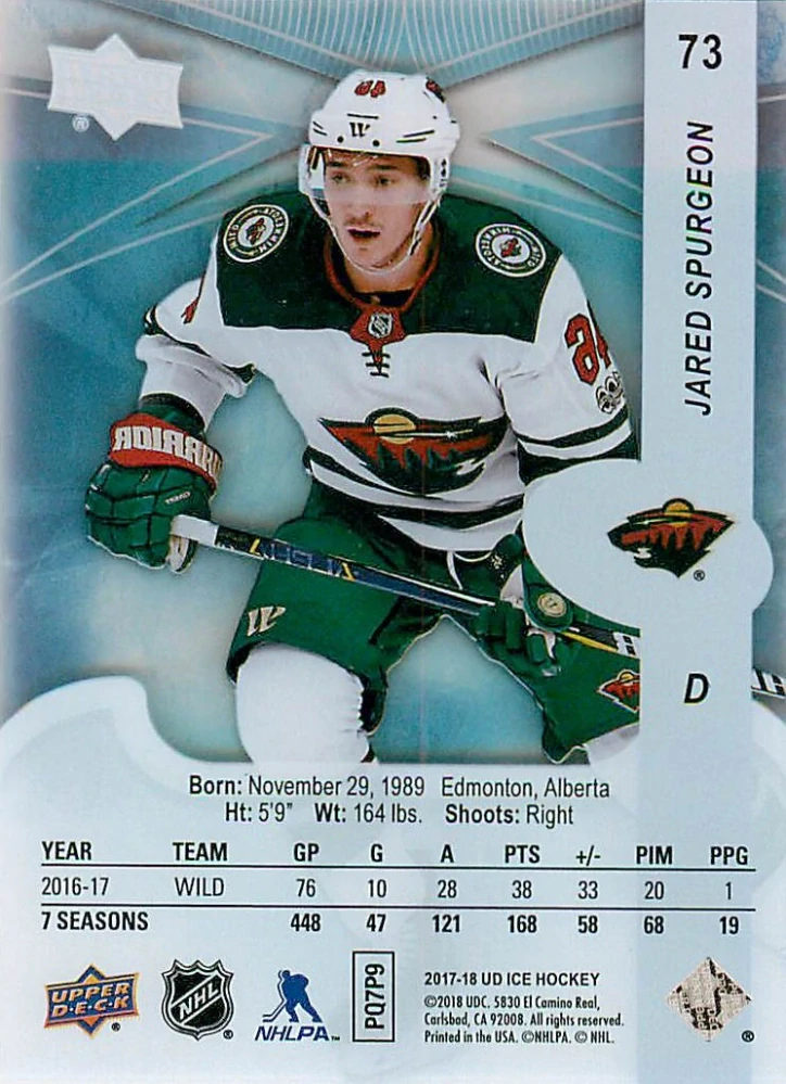 2017-18 UD Ice - Jared Spurgeon #73