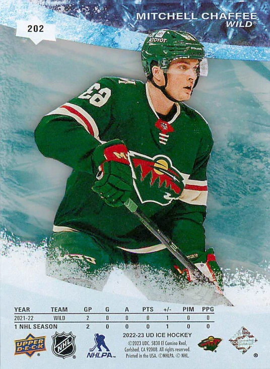 2022-23 UD Ice - Mitchell Chaffee - Ice Premieres /999 #202