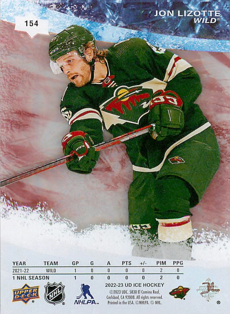 2022-23 UD Ice - Jon Lizotte - Ice Premieres Red /299 #154