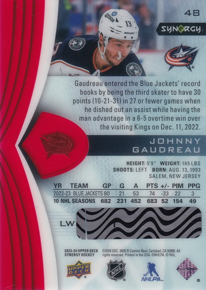 2023-24 UD Synergy - Johnny Gaudreau #48