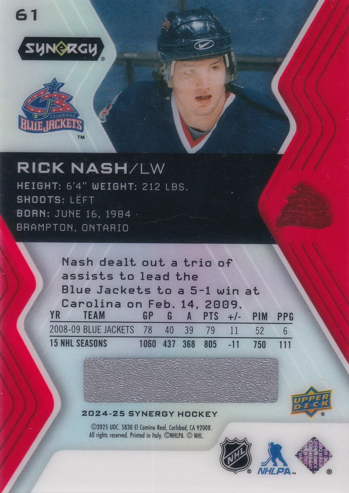 2024-25 UD Synergy - Rick Nash #61