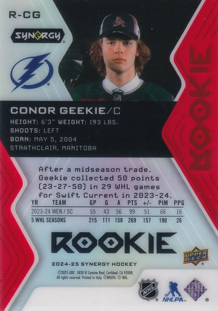 2024-25 UD Synergy - Conor Geekie - Rookie #R-CG