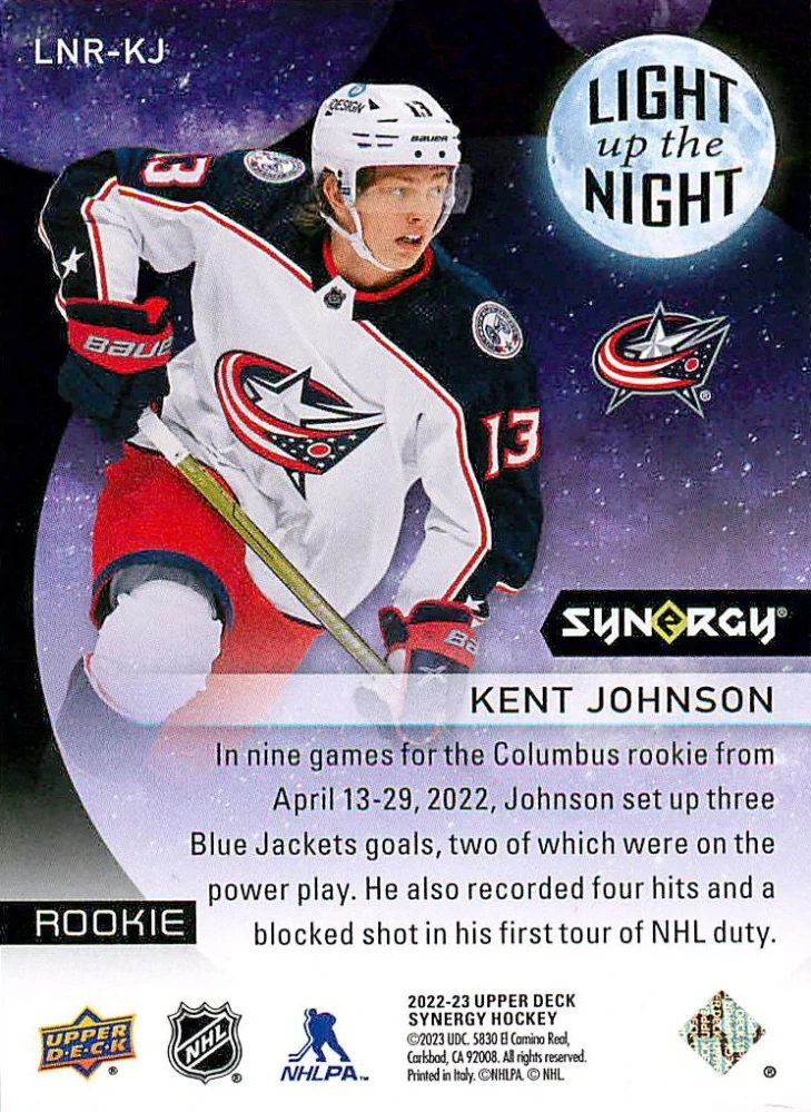 2022-23 UD Synergy - Kent Johnson - Light Up The Night /899 #LNR-KJ