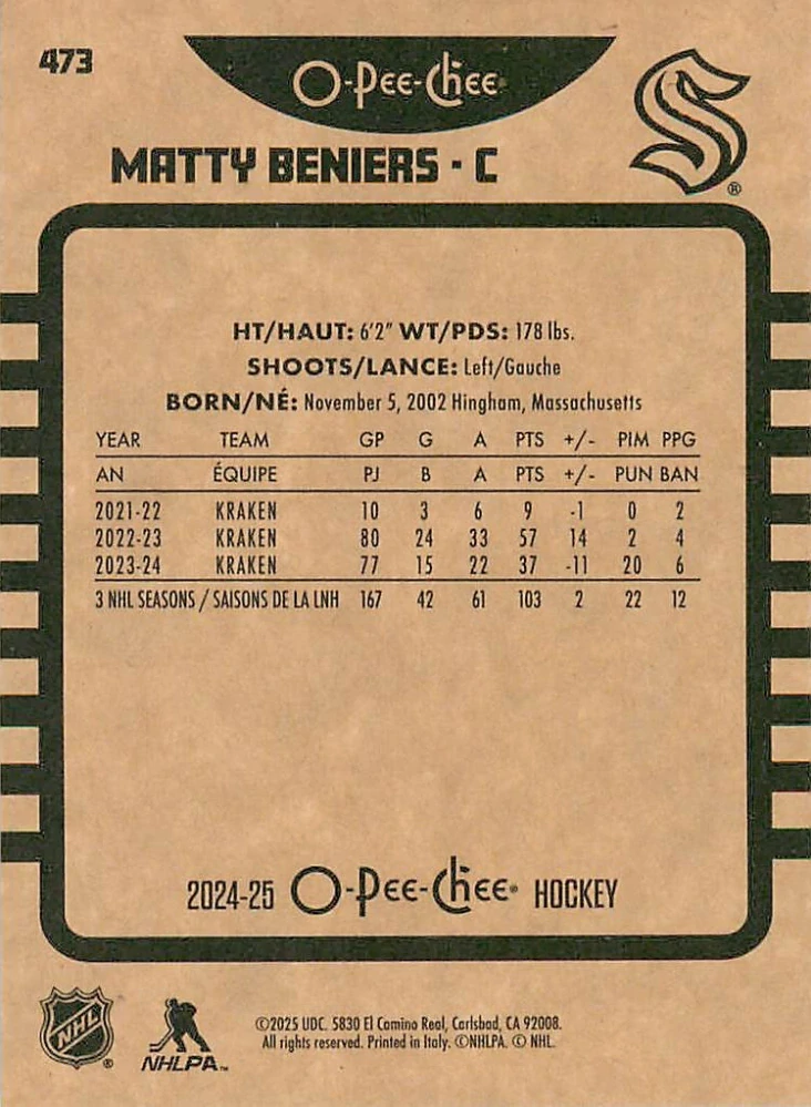 2024-25 UD O-Pee-Chee - Matty Beniers - Retro #473